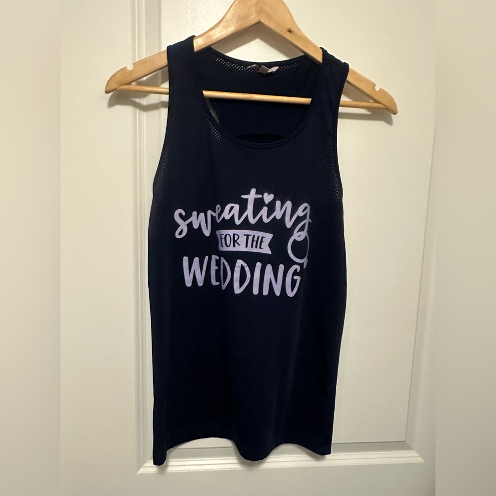 New Miss to Mrs wedding athletic tank. Navy racerback women’s small